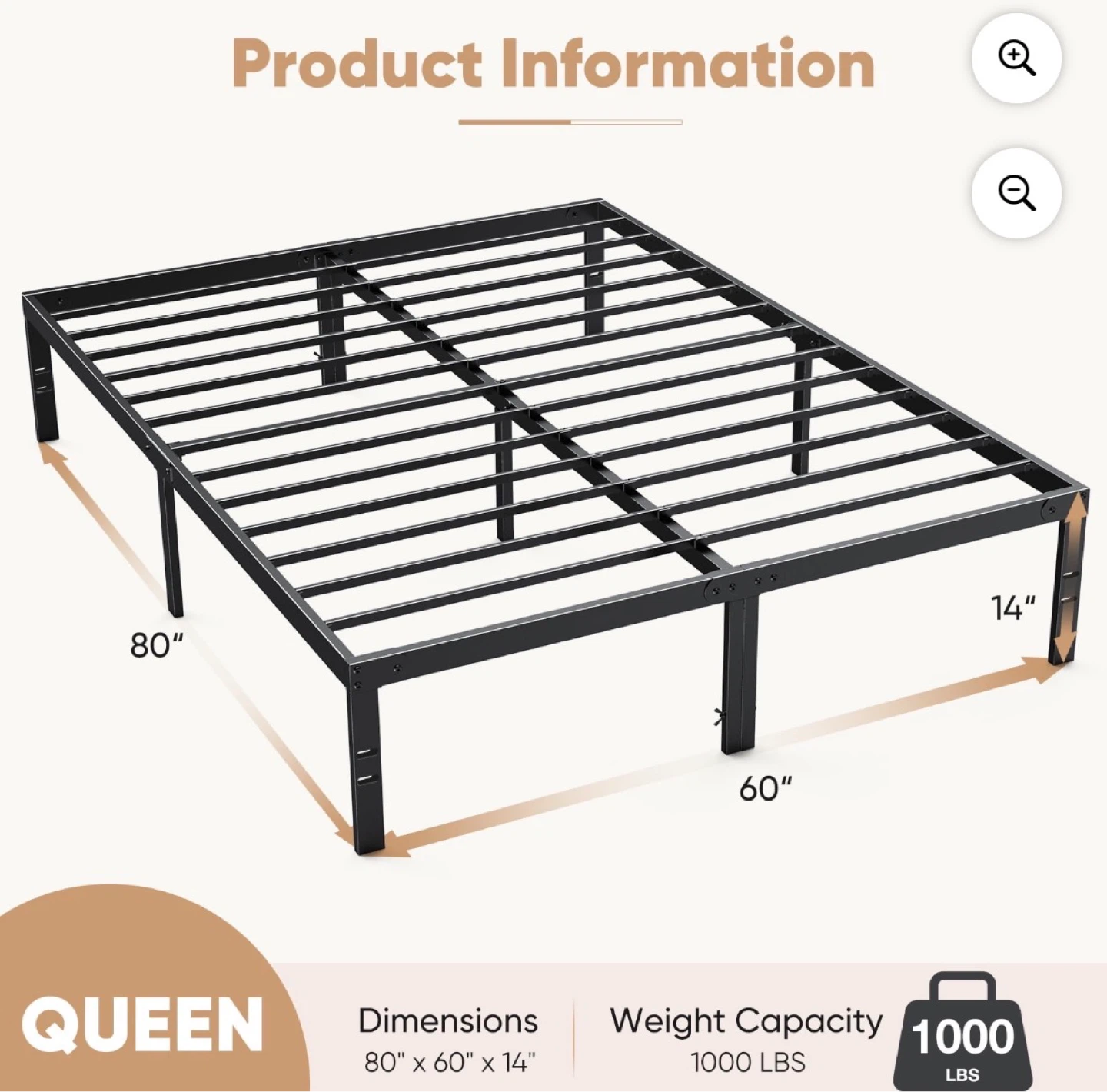 Queen Size Metal Platform Bed Frame - Car-Friendly & Easy Setup - photo 3