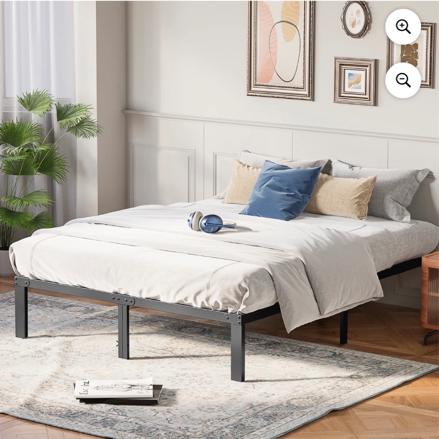 Queen Size Metal Platform Bed Frame - Car-Friendly & Easy Setup