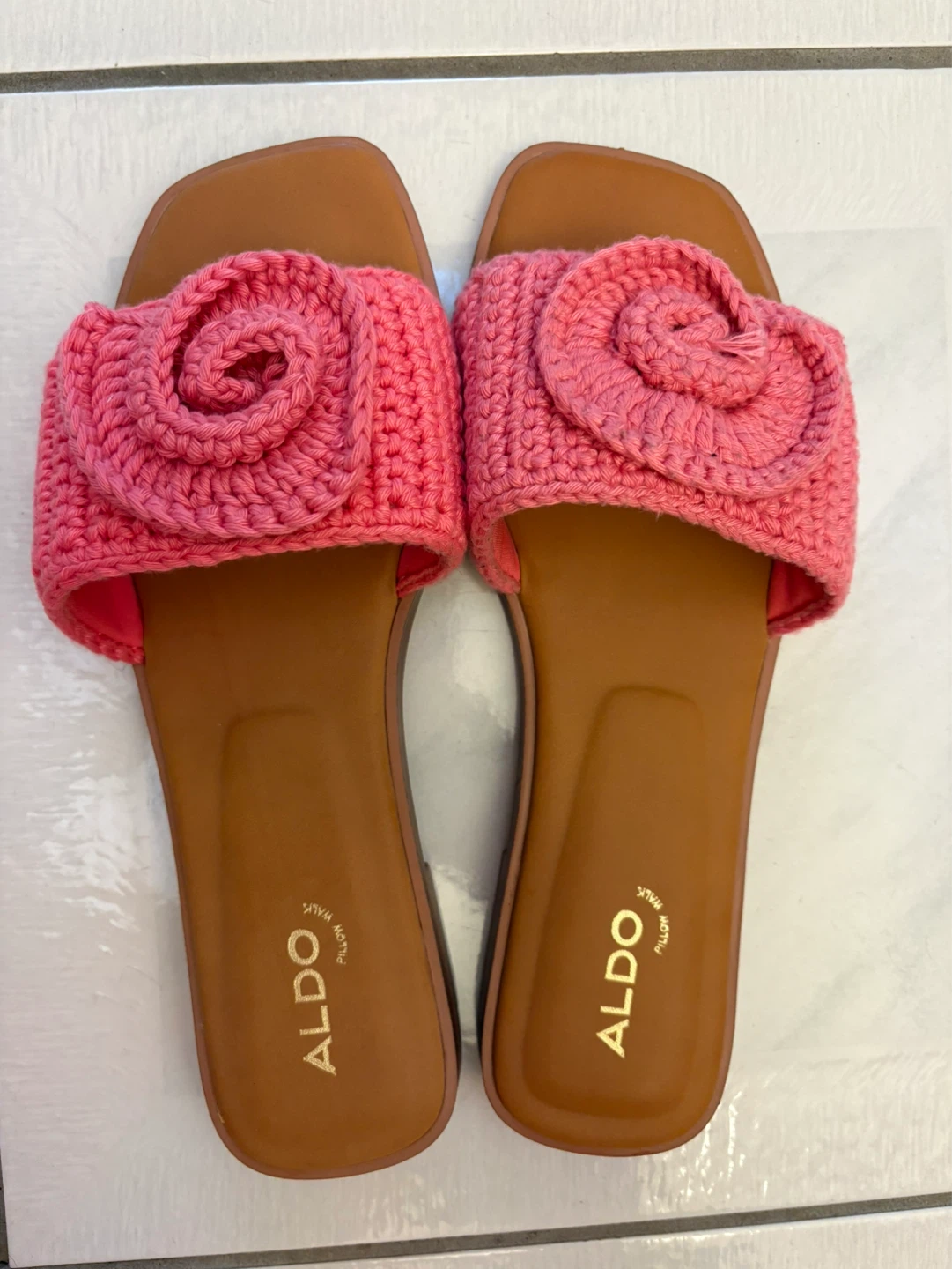 Pink Aldo crochet slides .Size 7
