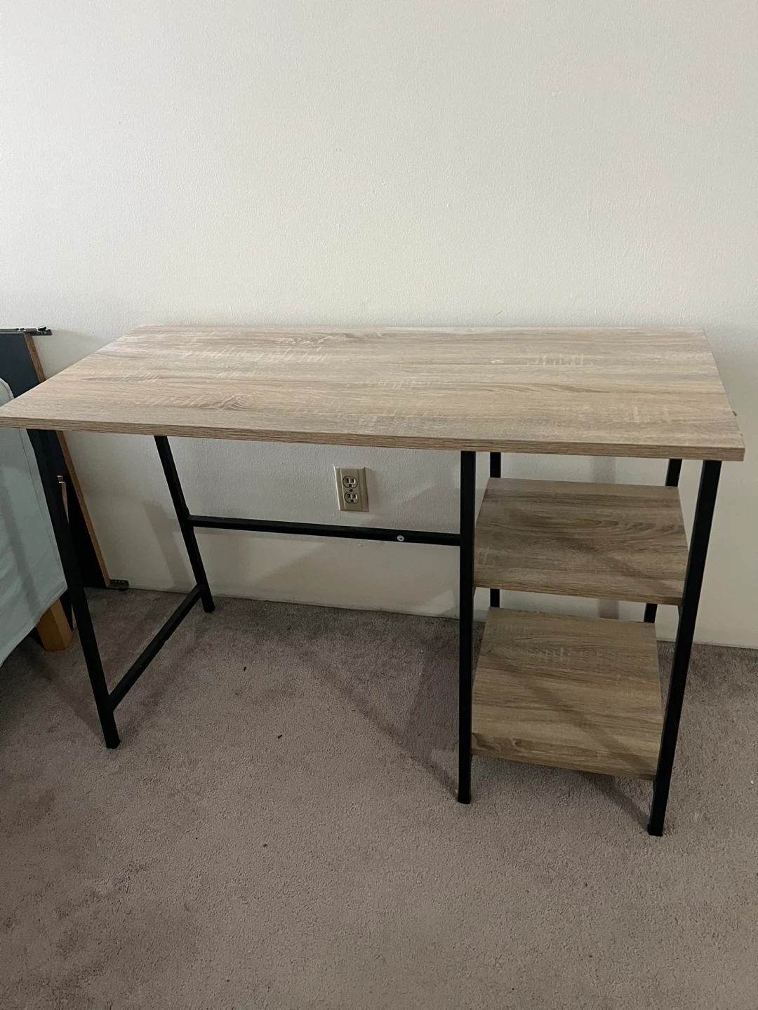 Woodgrain Desk with Shelves