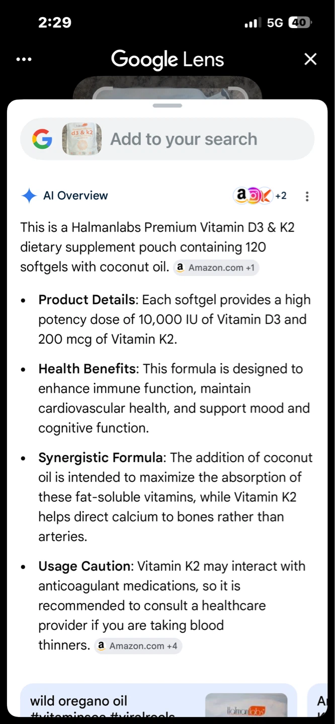 Halman Labs Premium Vitamin D3 & K2 Softgels (120 Count) - photo 3
