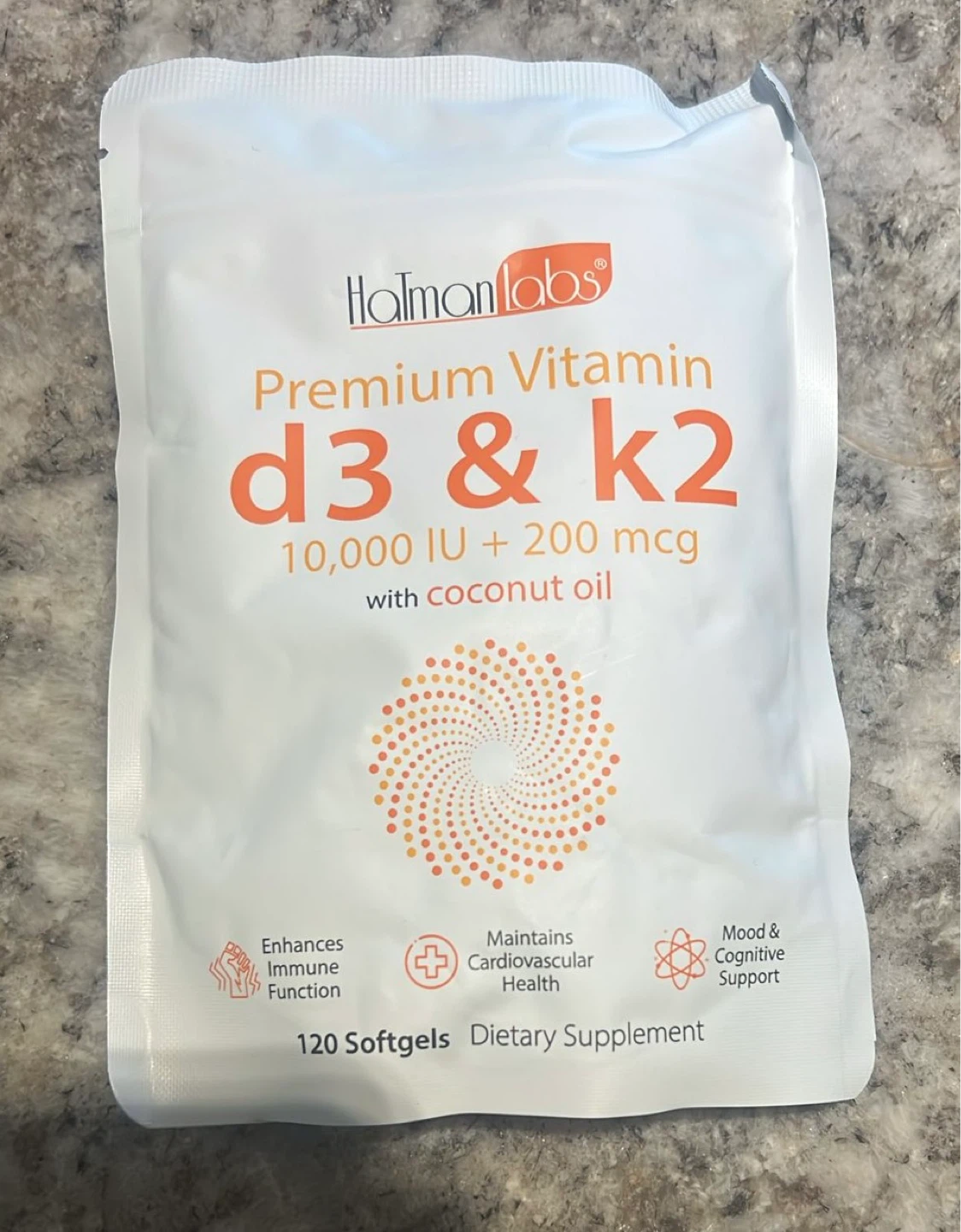 Halman Labs Premium Vitamin D3 & K2 Softgels (120 Count)