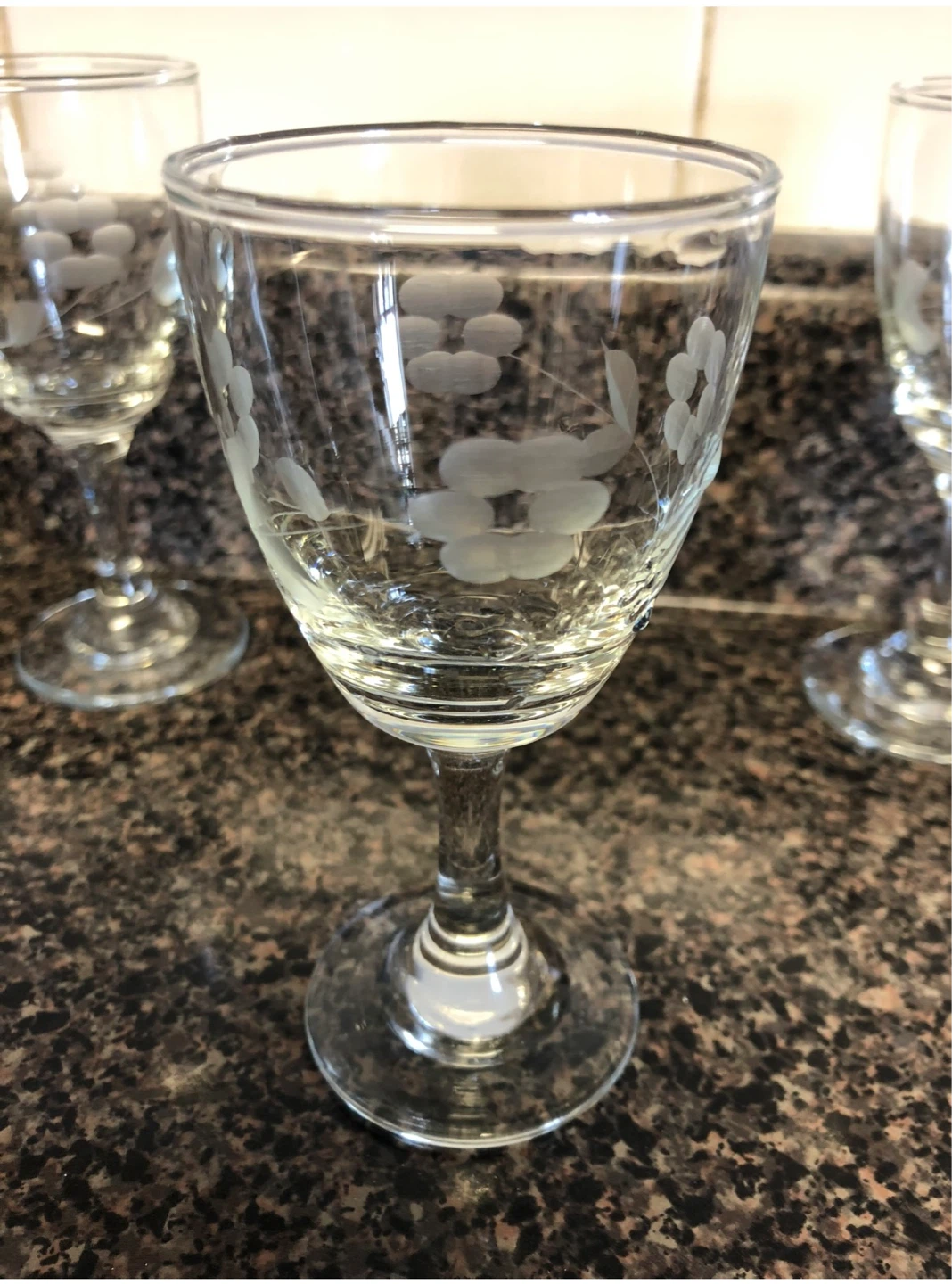 Set of 4 Etched Floral liquor Glasses