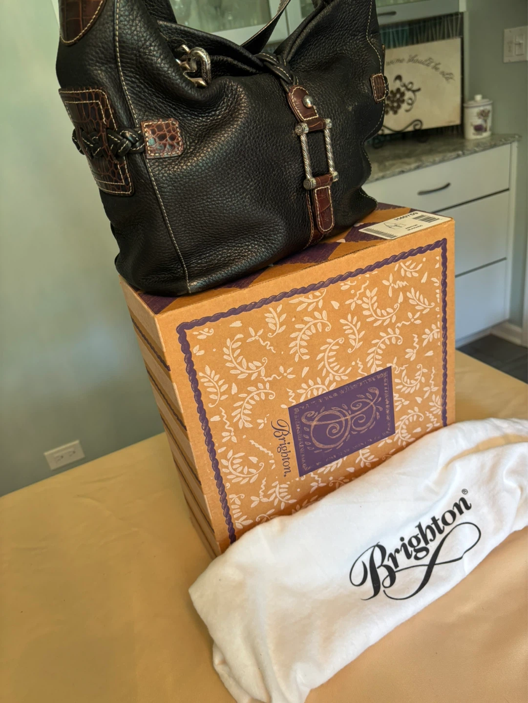Brighton Ashton Black/Choc Hobo Bag