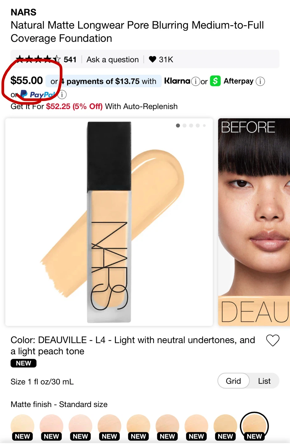 NARS Natural Matte Longwear Foundation - Deauville Light 4 - photo 5