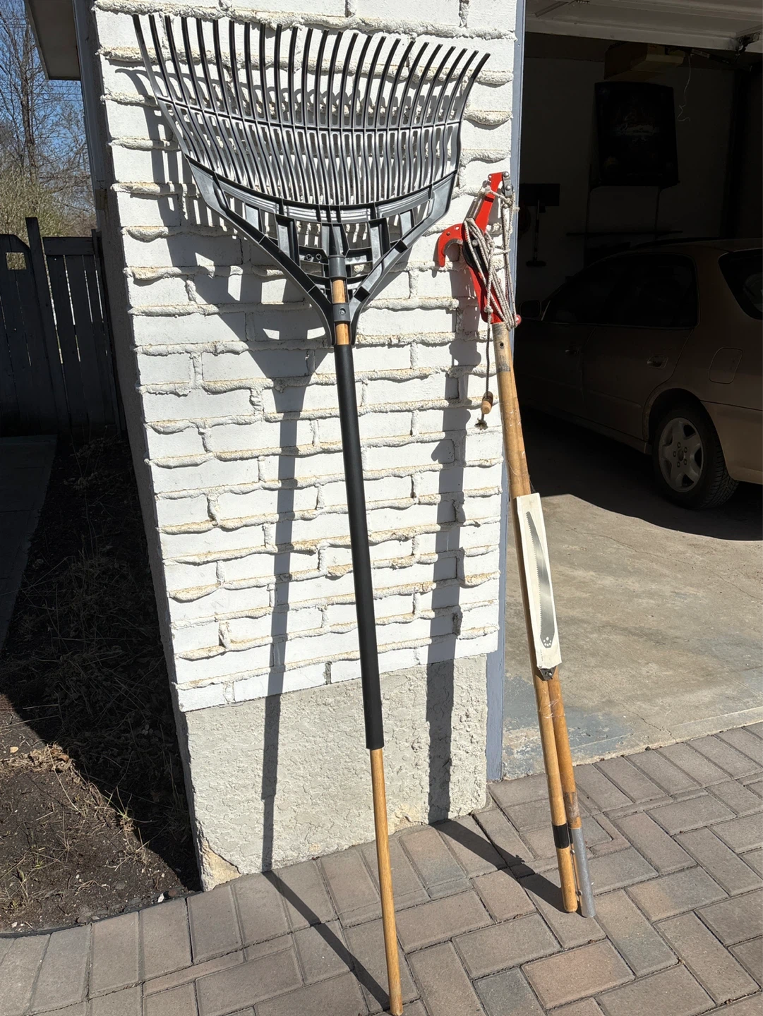 Large Leaf Rake & Extendable Saw Pruner