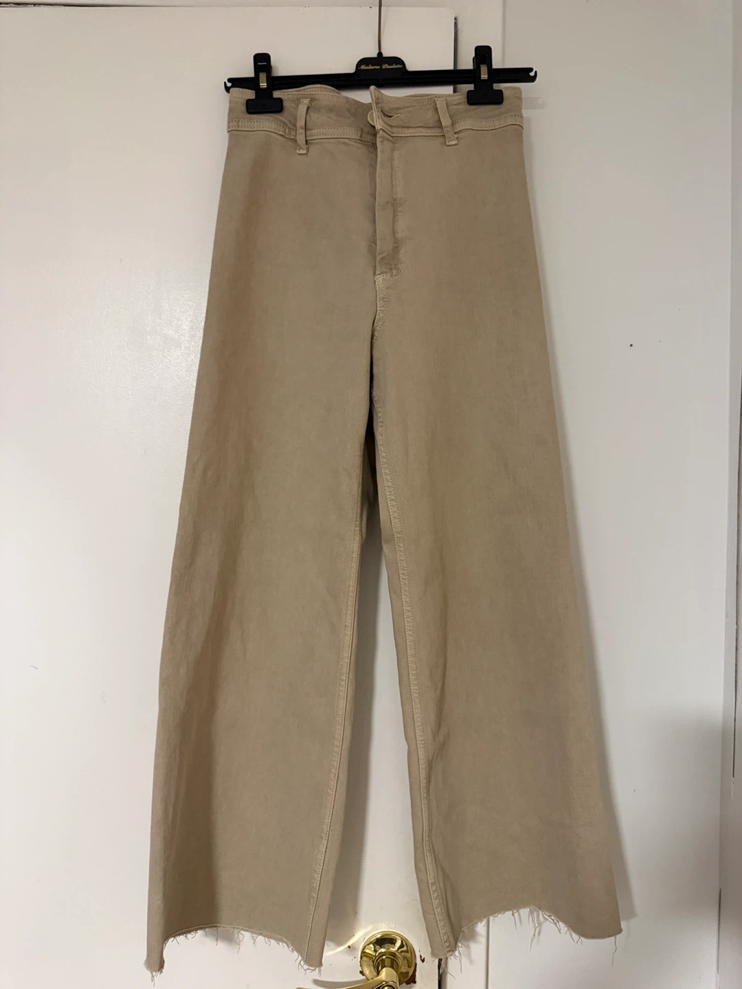 Zara Wide Leg Cropped Pants - Beige