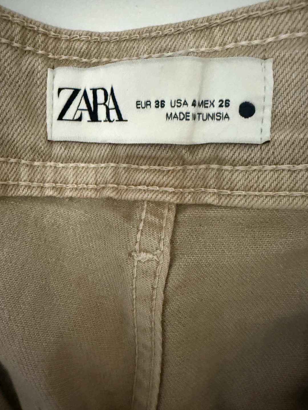 Zara Wide Leg Cropped Pants - Beige - photo 3