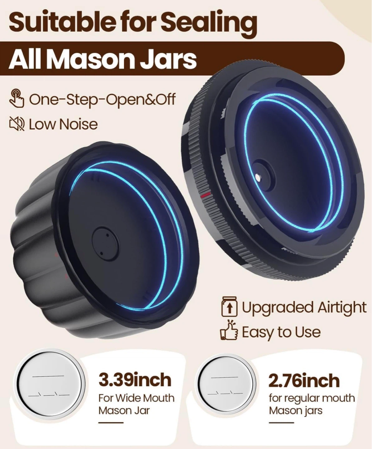Mason Jar Vacuum Sealer with 2500mAh Battery - photo 3