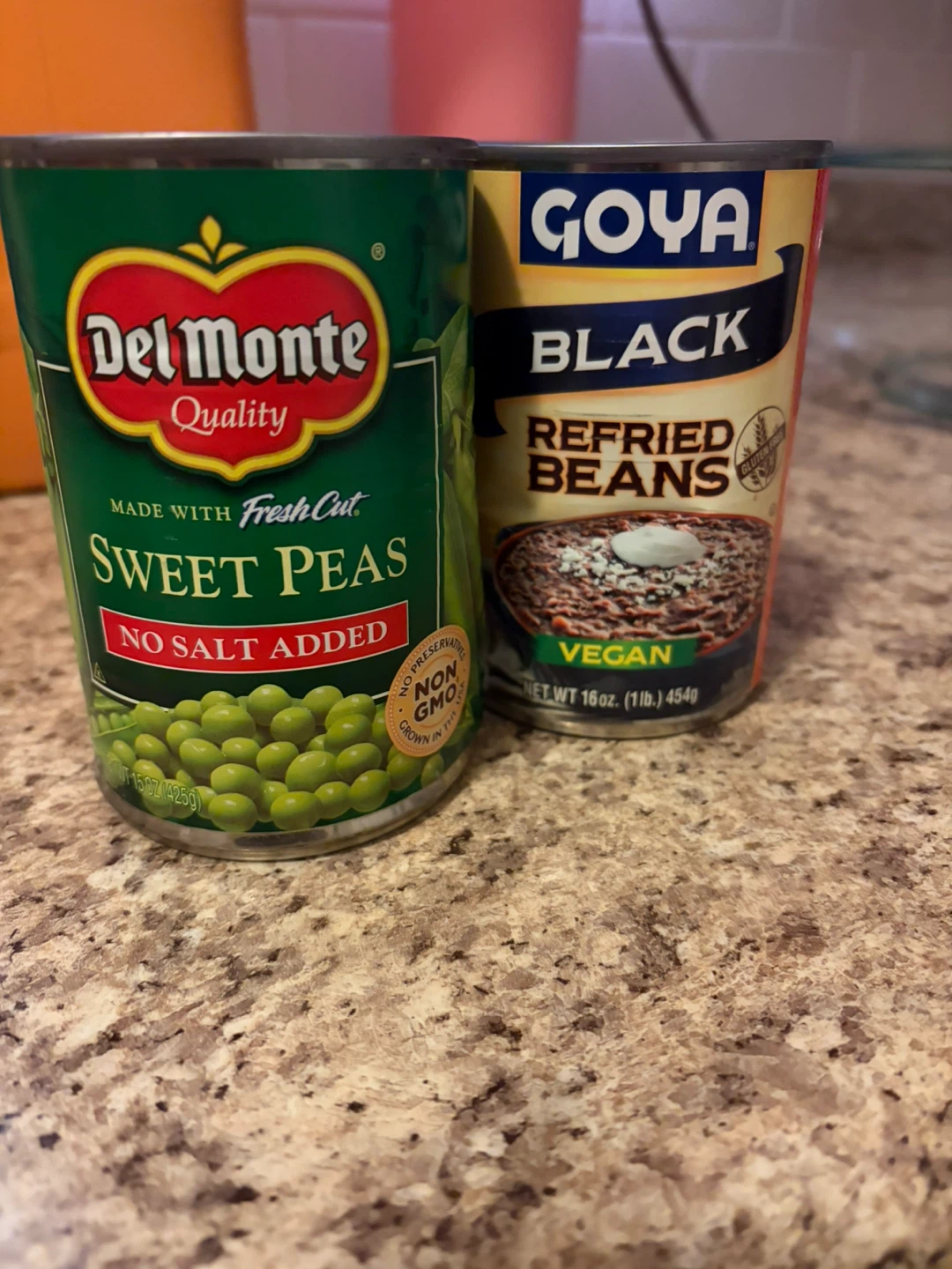 Del Monte Sweet Peas & Goya Black Refried Beans - 2 Cans