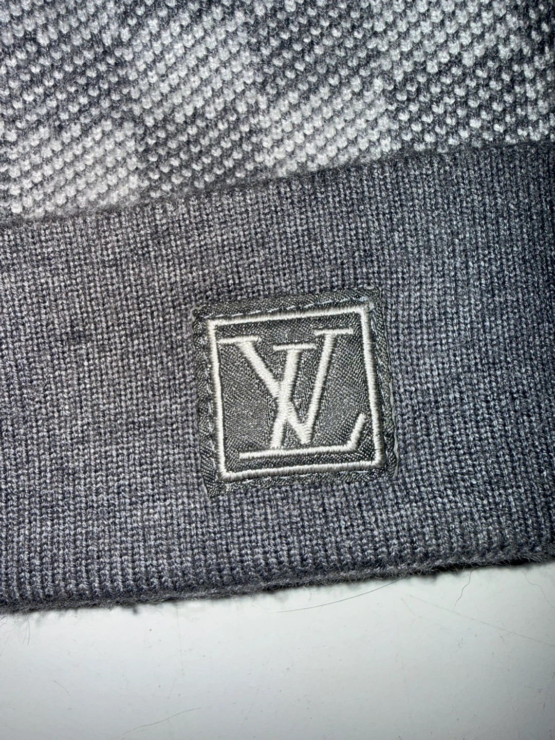 Louis Vuitton Grey Damier Check Knit Beanie Hat - photo 2