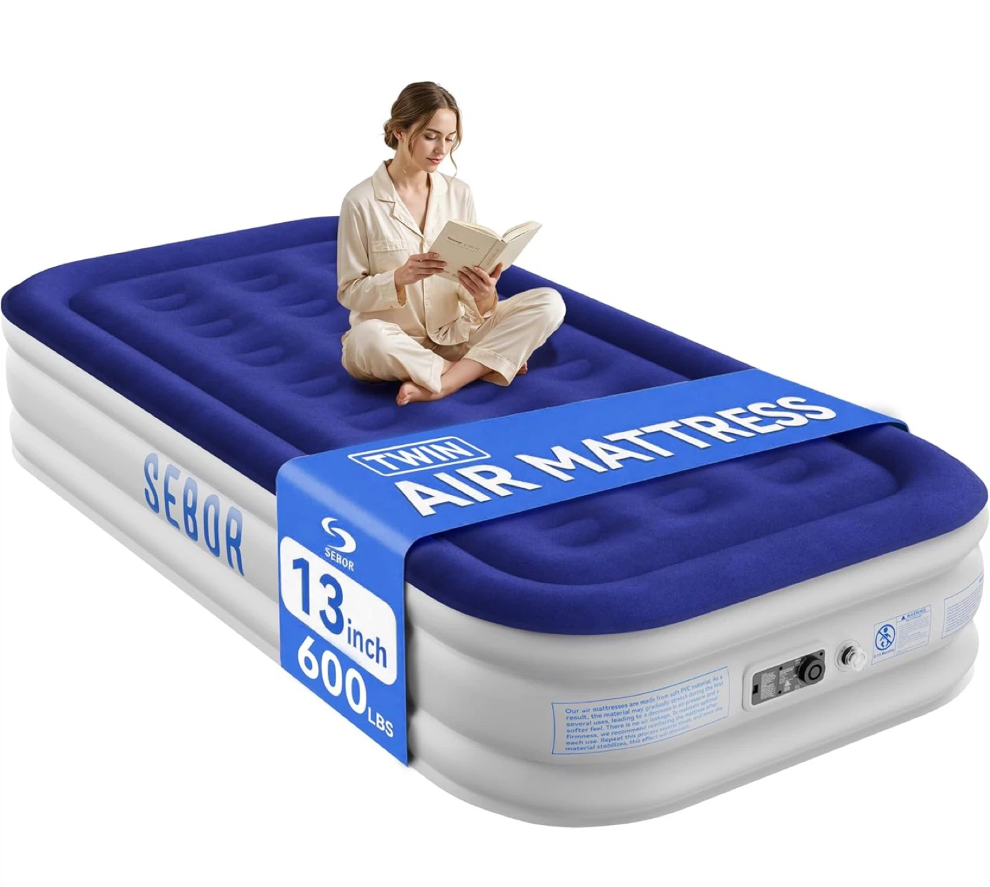 Twin Air Mattress 13 Inch Tall with Built-in Pump