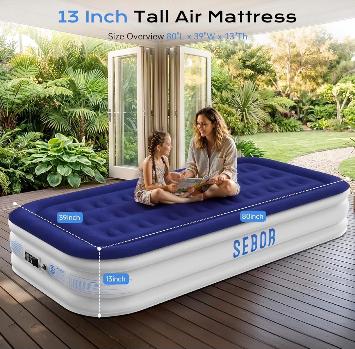 Twin Air Mattress 13 Inch Tall with Built-in Pump - photo 2