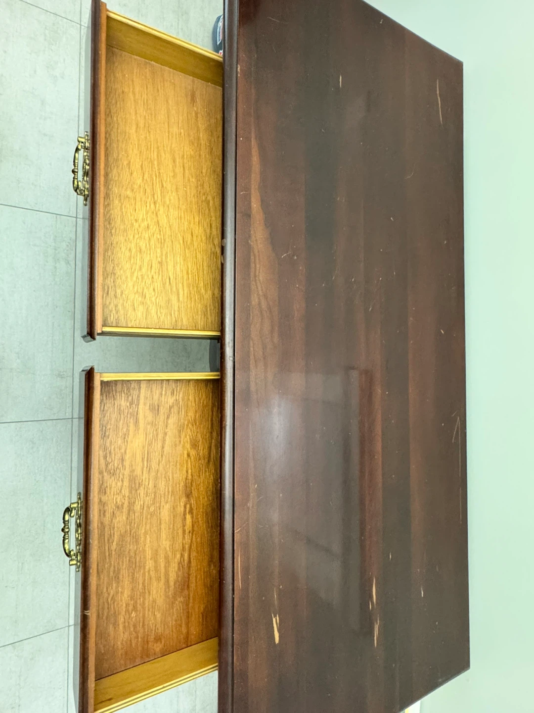 Vintage Solid Mahogany Two Drawer Console Table - photo 3