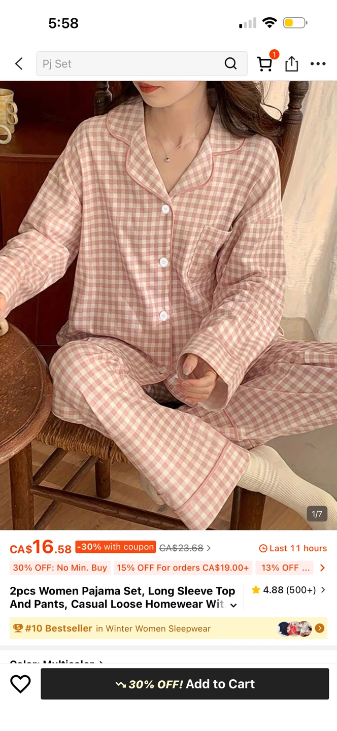 Pink Gingham Pajama Set