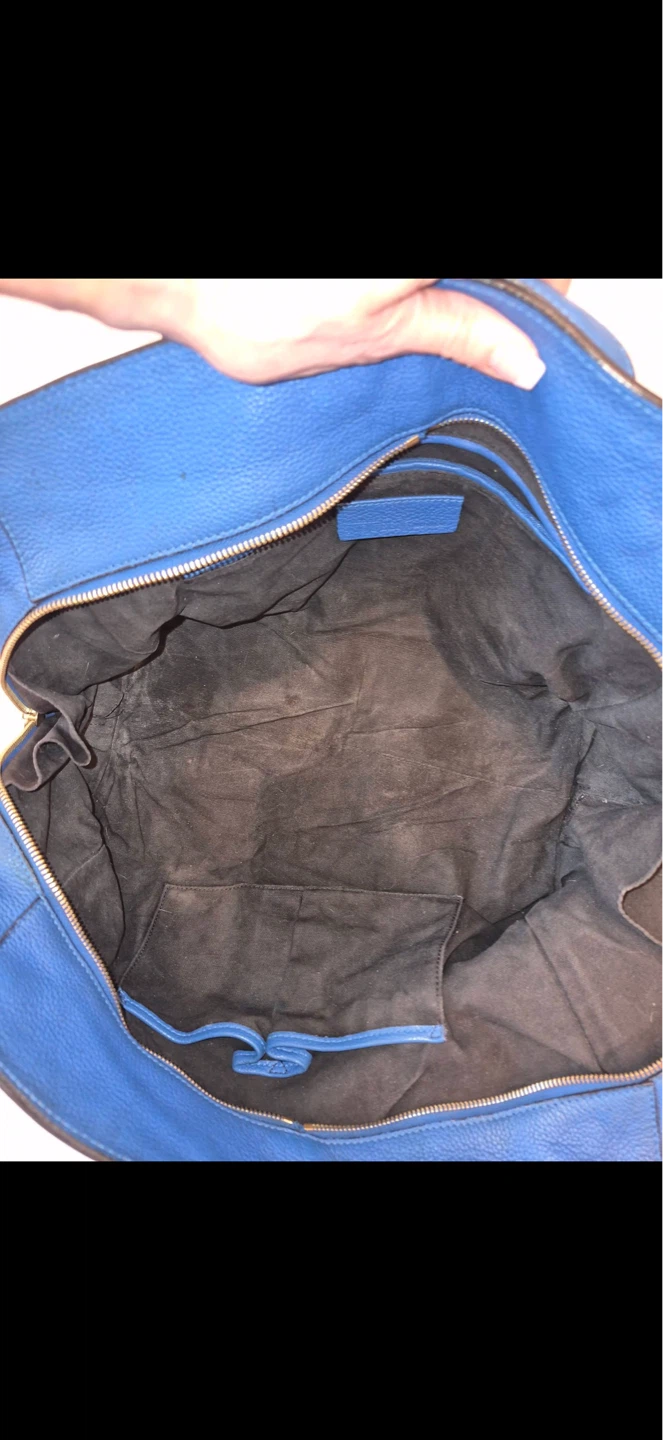 Alexander McQueen Blue Leather Tote Bag with Skull Charm - photo 5