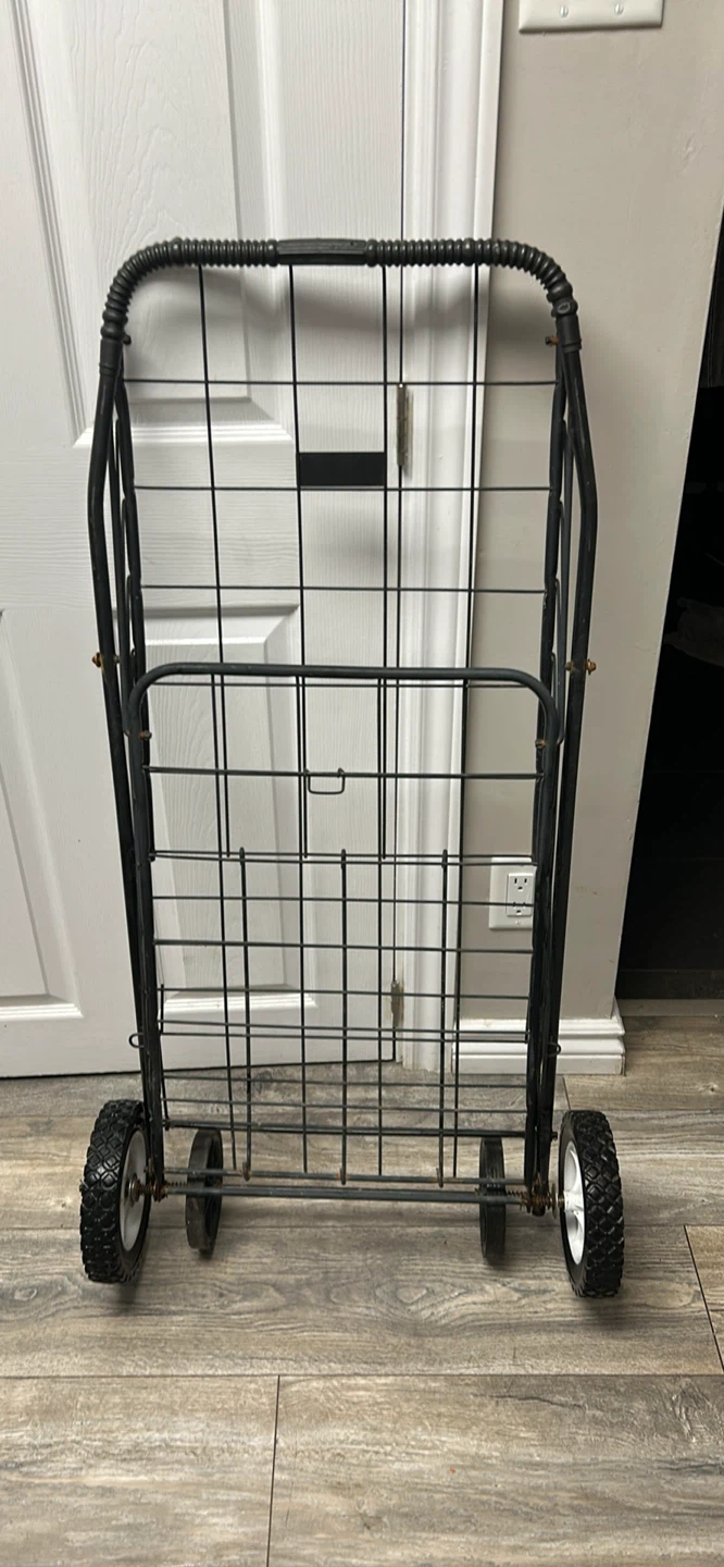Black Metal Shopping Cart Trolley - photo 5