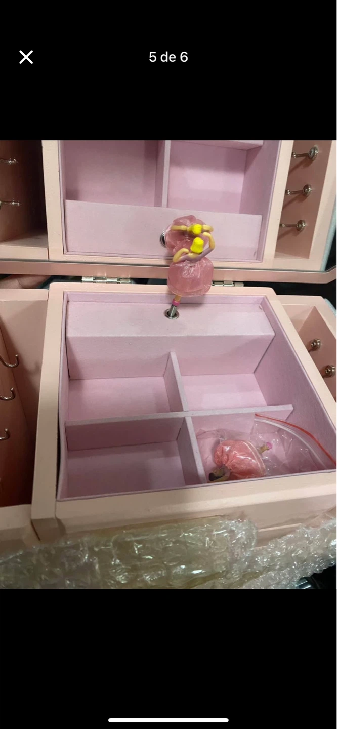 Pink 4-Layer Wooden Jewelry Box with Mirror and Side Doors - photo 3