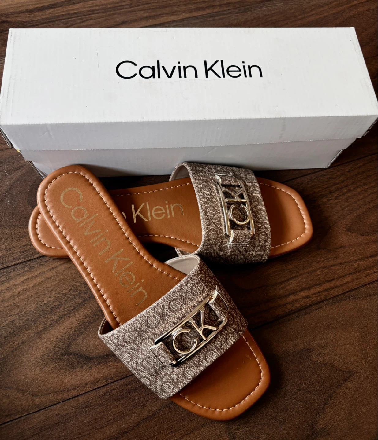 Calvin Klein Women's Monogram Slides Sandals - Size 9M