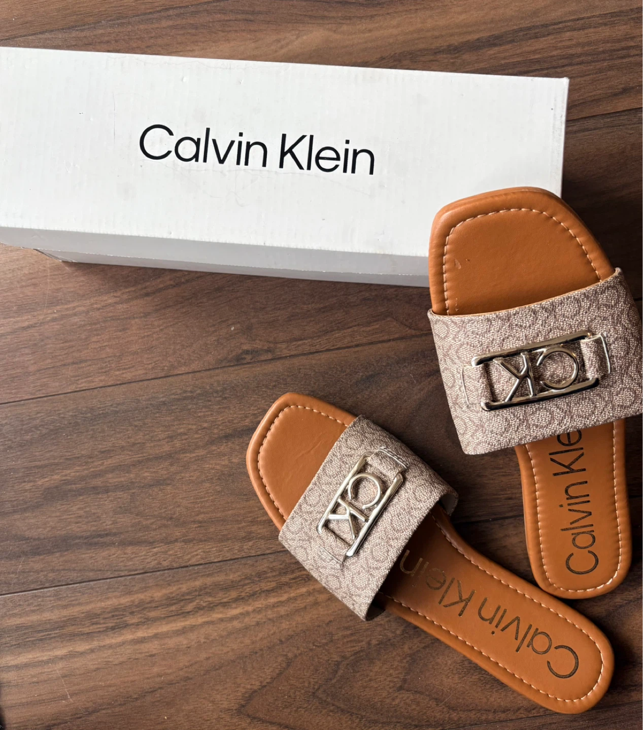 Calvin Klein Women's Monogram Slides Sandals - Size 9M - photo 4
