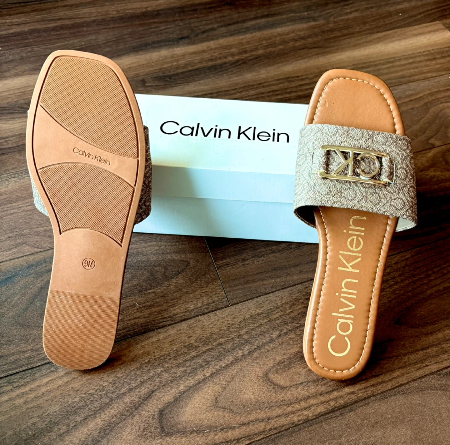 Calvin Klein Women's Monogram Slides Sandals - Size 9M - photo 3