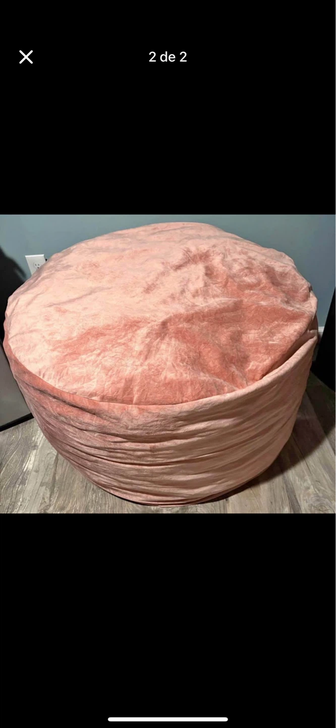 Pink Velvet Round Pouf Ottoman