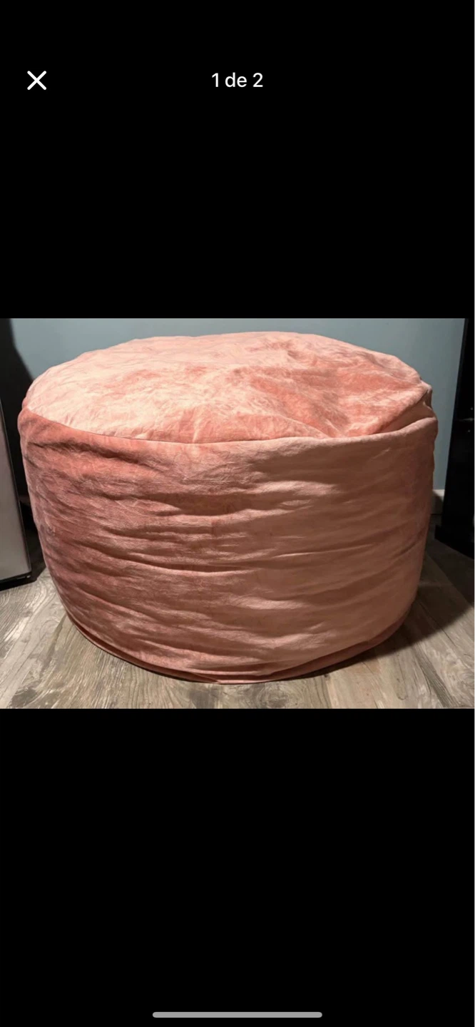 Pink Velvet Round Pouf Ottoman - photo 2