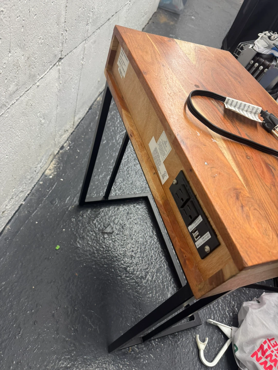 Wooden End Table with Built-in Outlets and USB Ports - photo 3