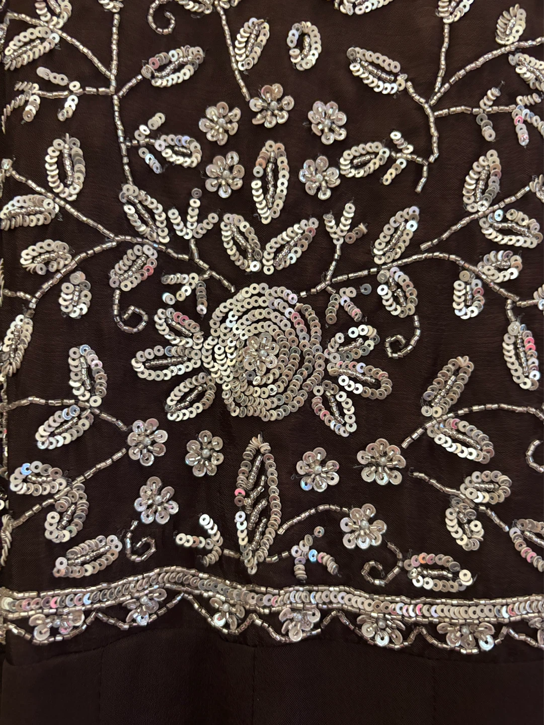 Brown Embroidered Maxi Dress with Scarf - photo 3