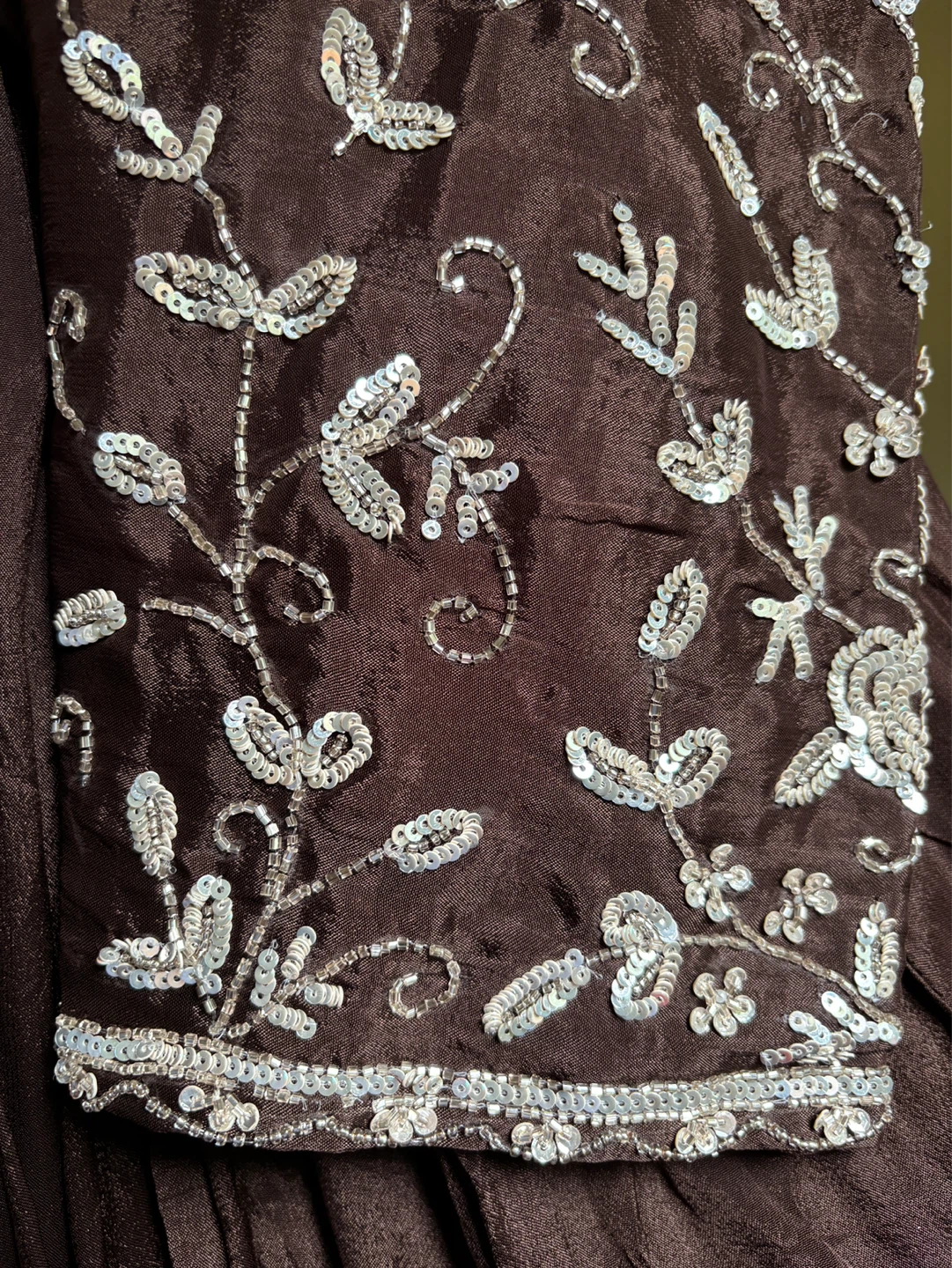 Brown Embroidered Maxi Dress with Scarf - photo 5