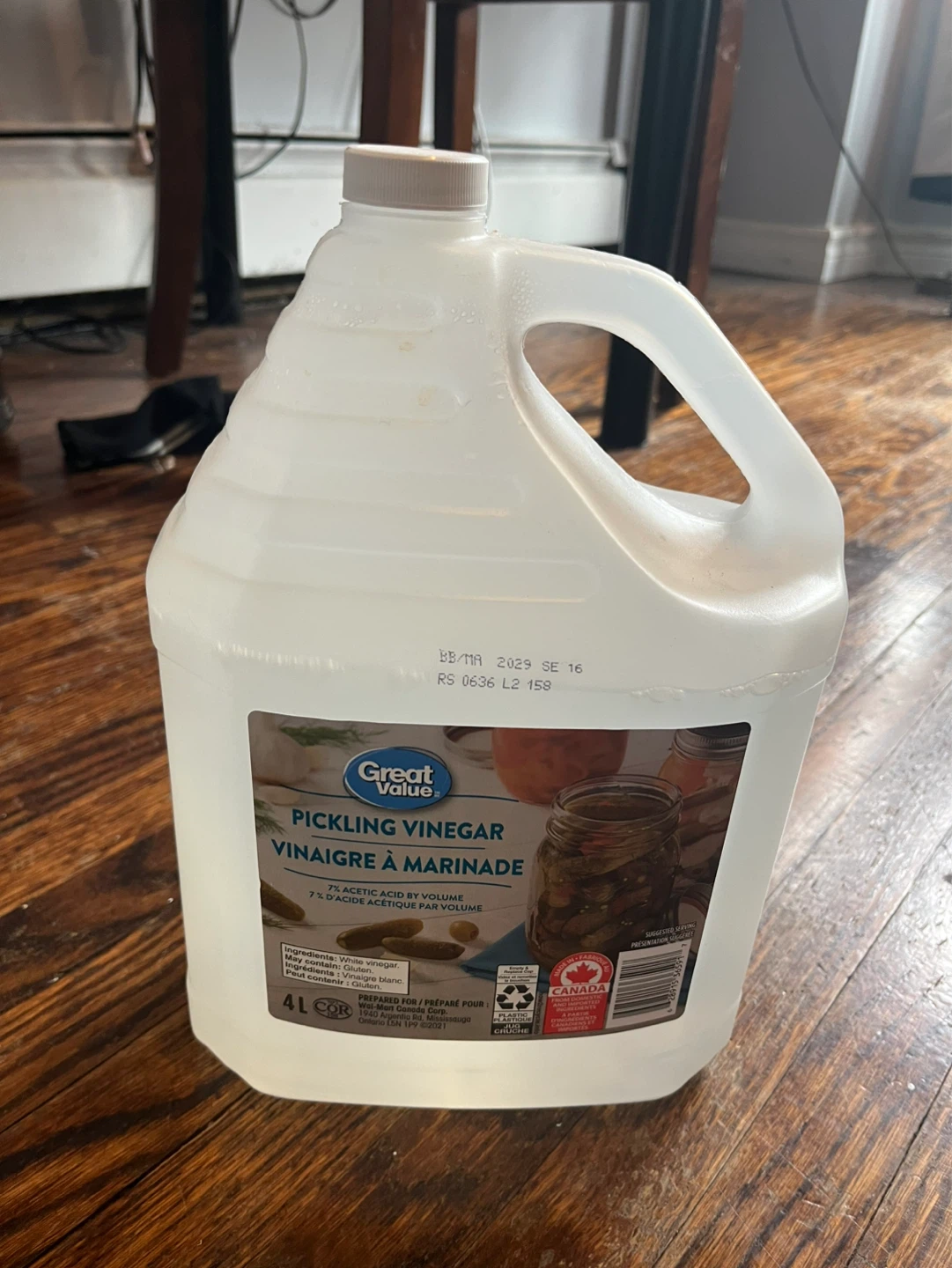 Great Value Pickling Vinegar 4L 80% full