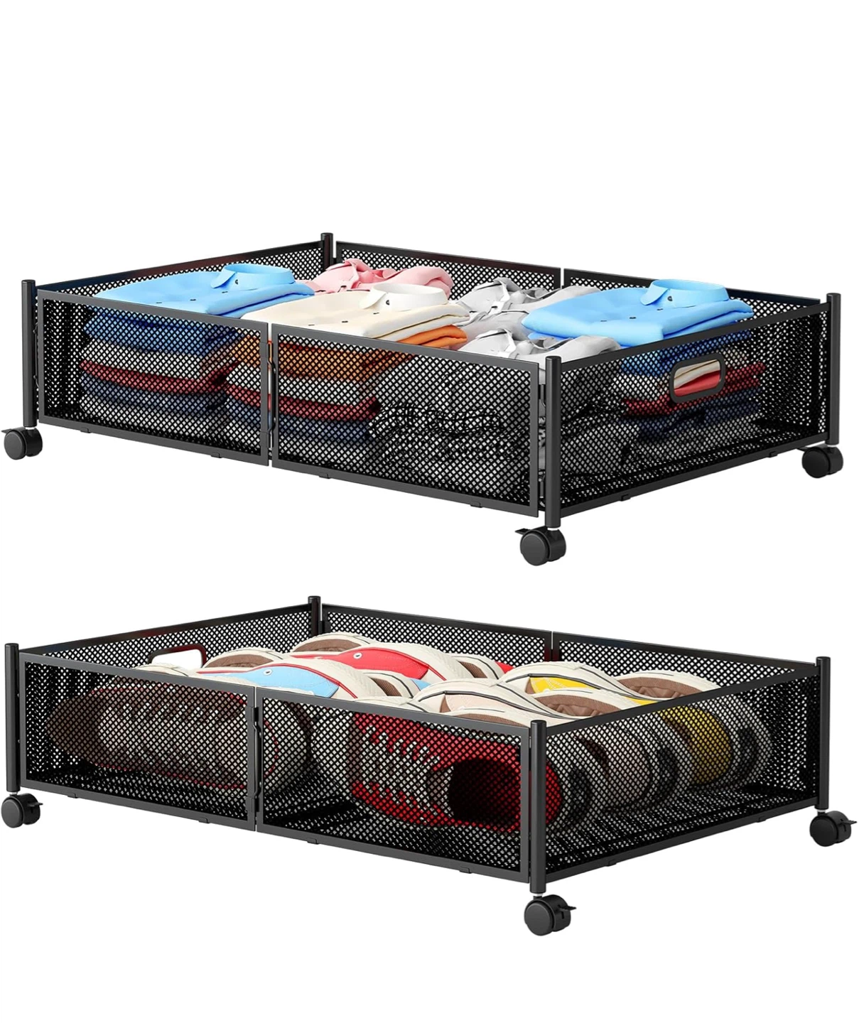 Under-Bed Storage Rack with Wheels (2 Pack)