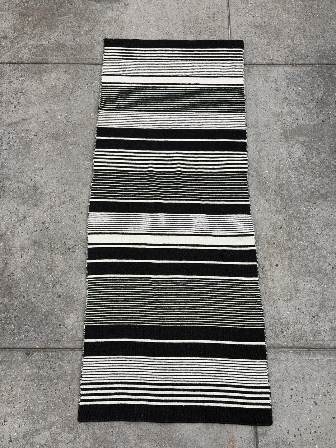 Black and White Striped Rug
