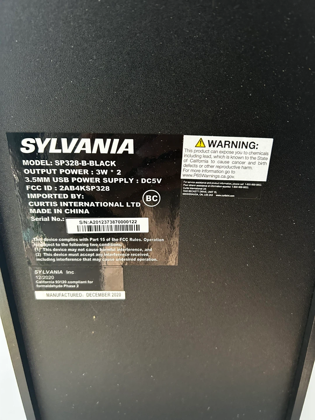 Sylvania SP328-B-BLACK Portable Speaker - photo 2