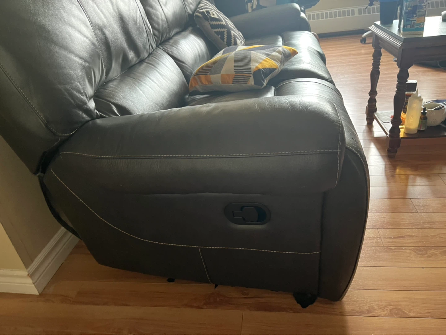 3-Seater Dark Brown Leather Recliner Sofa