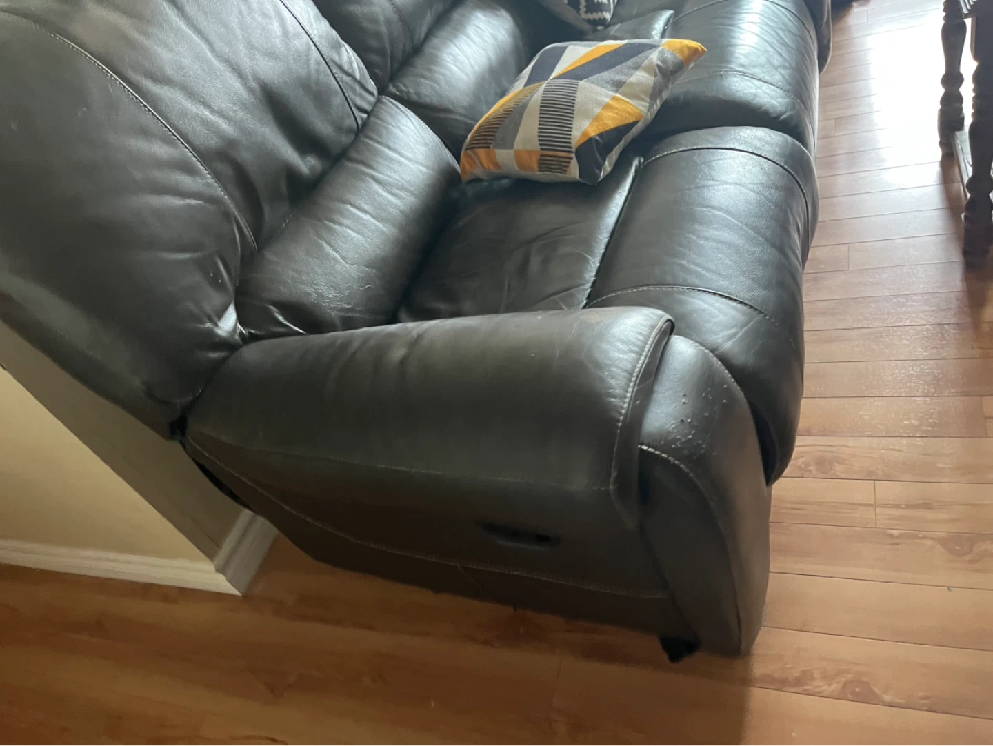 3-Seater Dark Brown Leather Recliner Sofa - photo 2