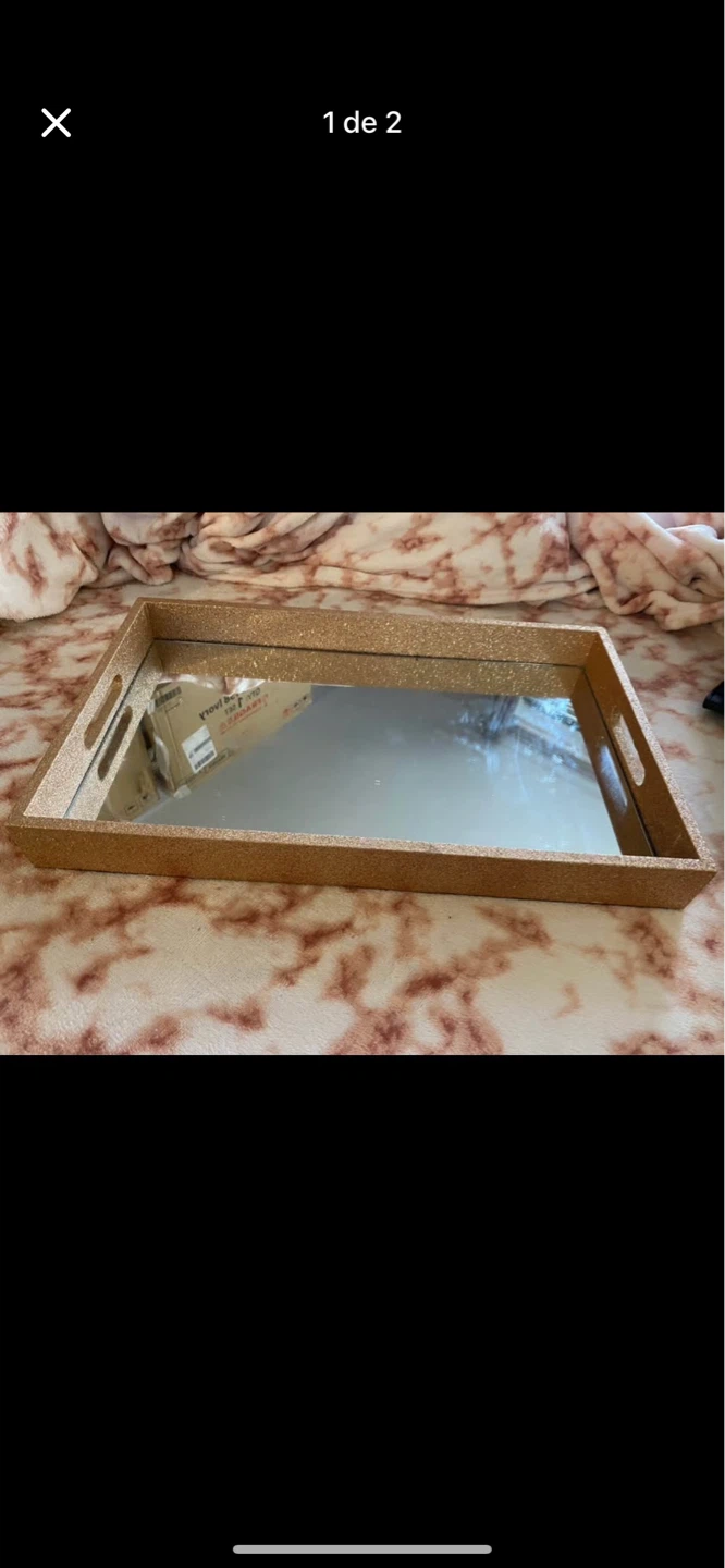 Gold Glitter Mirrored Vanity Tray