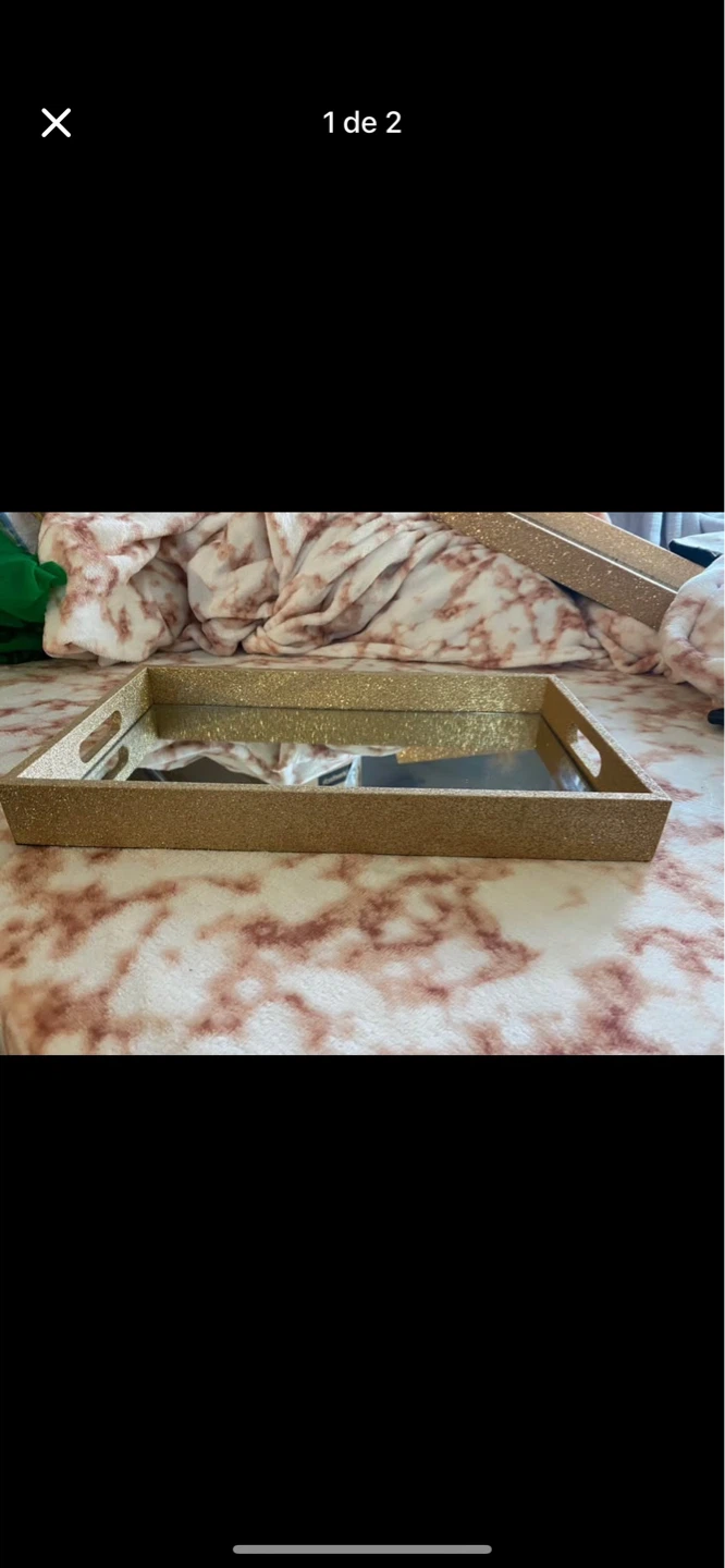 Gold Glitter Mirrored Serving Tray
