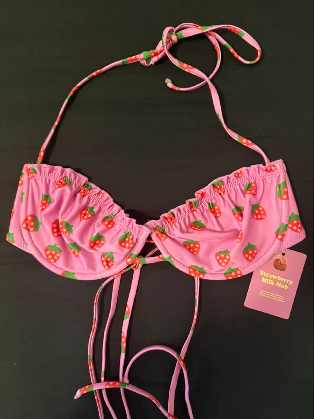 Strawberry Milk Mob Top and Bottom String Bikini