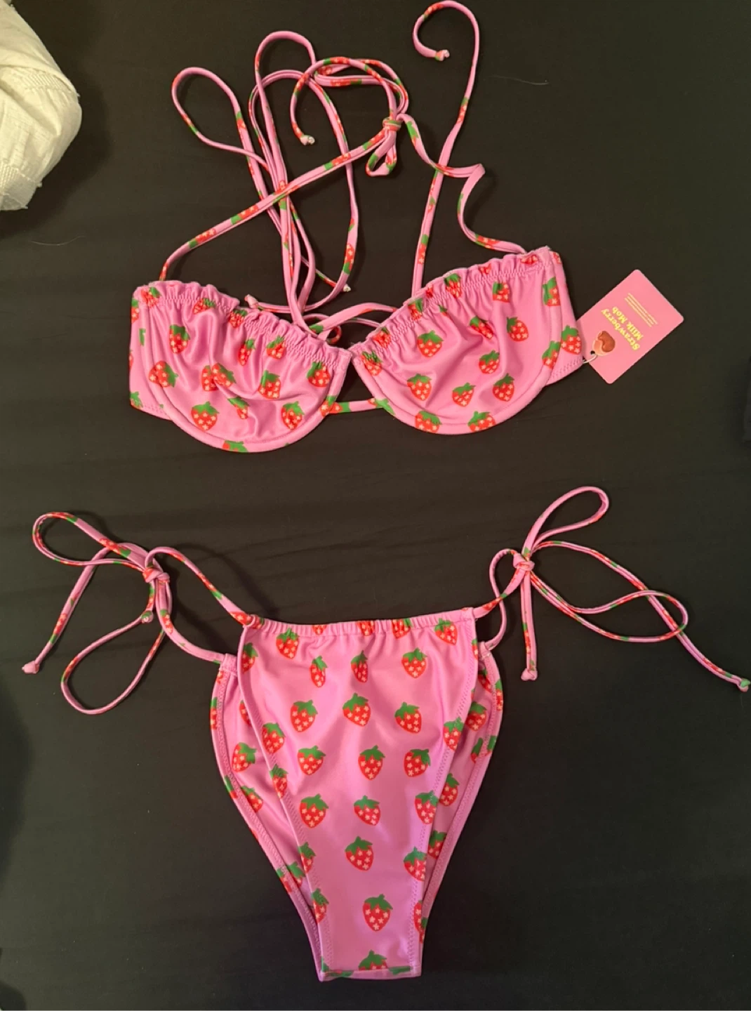 Strawberry Milk Mob Top and Bottom String Bikini - photo 3
