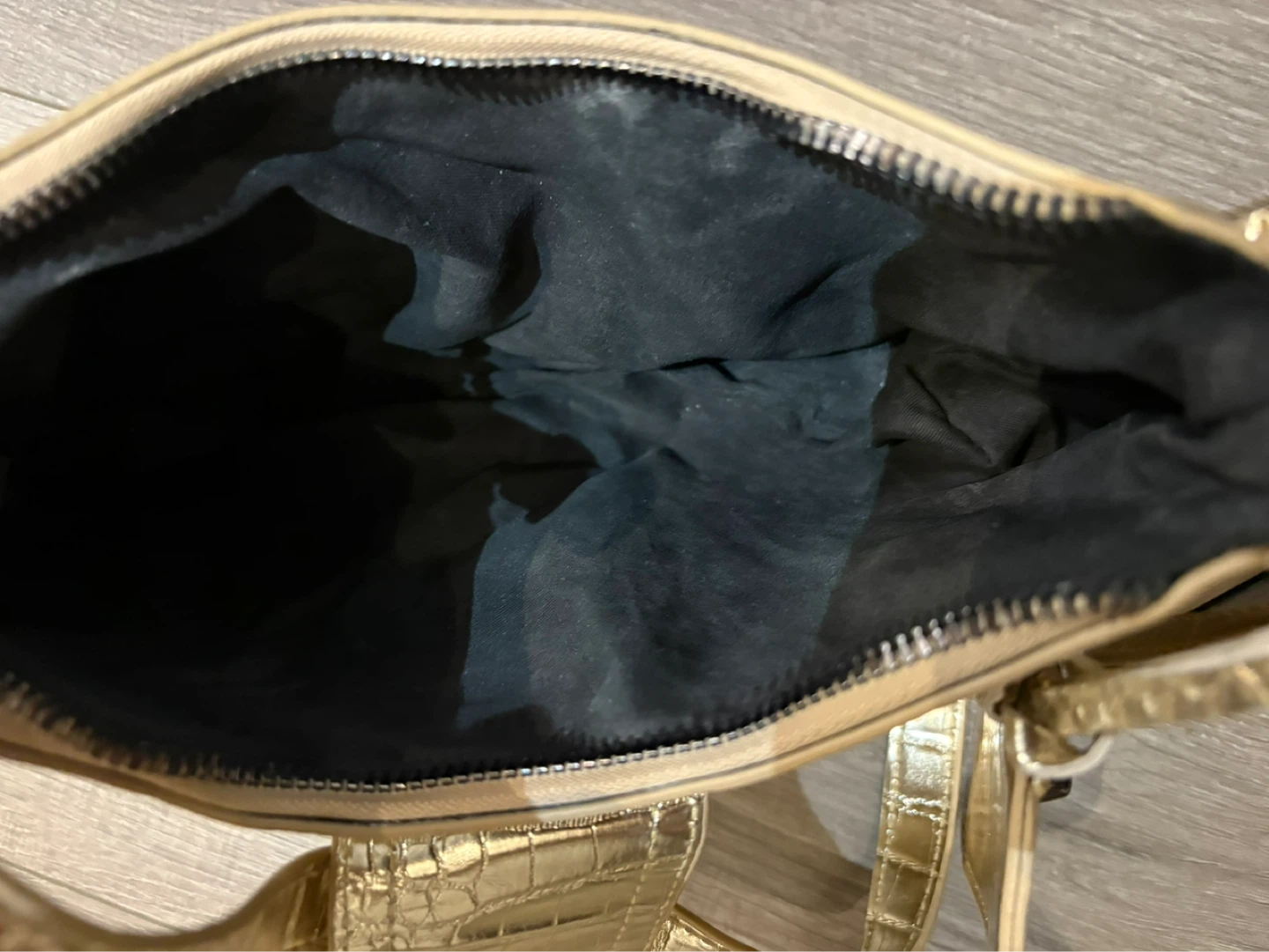 Gold Embossed Shoulder Bag with Matching Pouch - photo 2