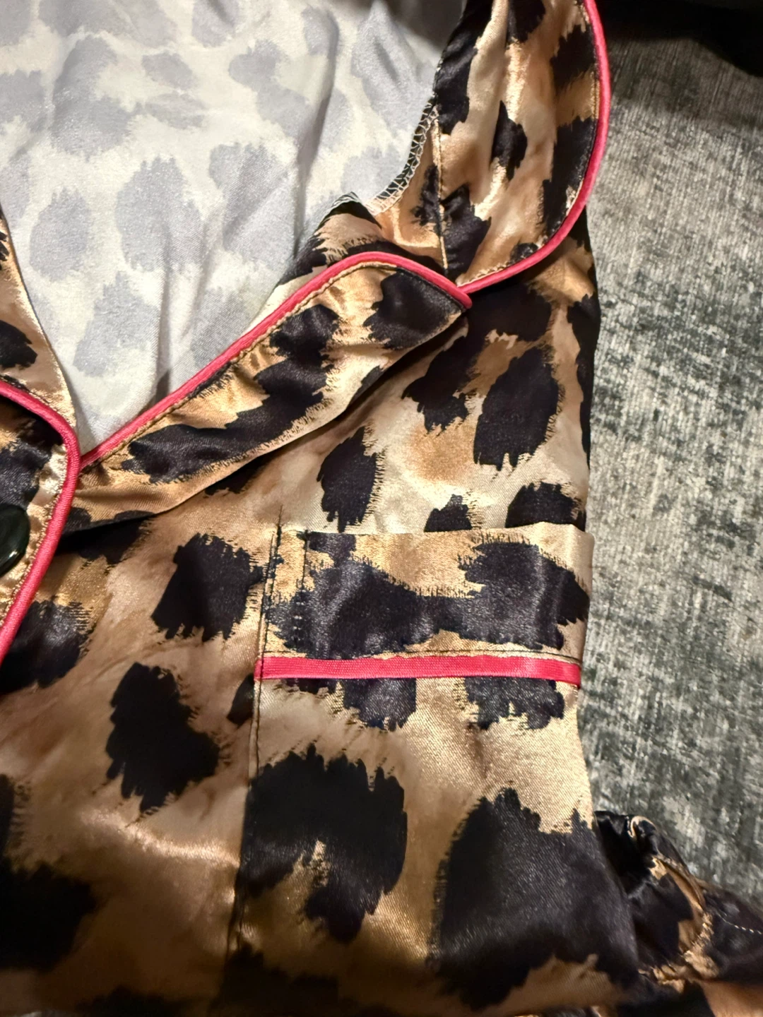 Leopard Print Satin Pajama Set - photo 3