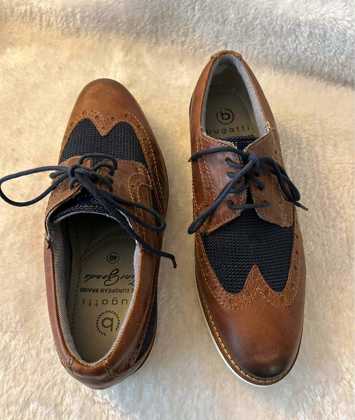 Bugatti Men's Leather Wingtip Brogue Shoes Size 40