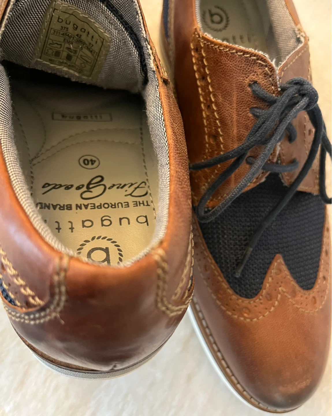 Bugatti Men's Leather Wingtip Brogue Shoes Size 40 - photo 2
