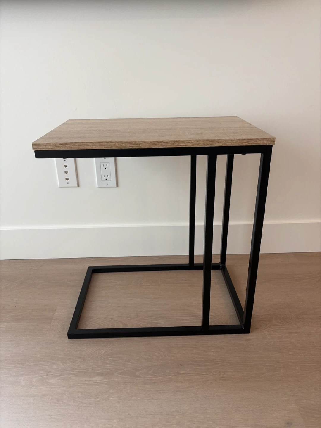 C-Table Side Table - Wood Top, Black Metal Frame