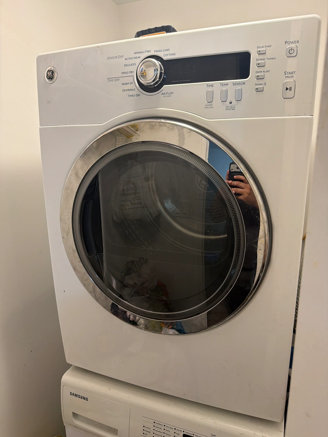 GE White Front Load Electric Dryer