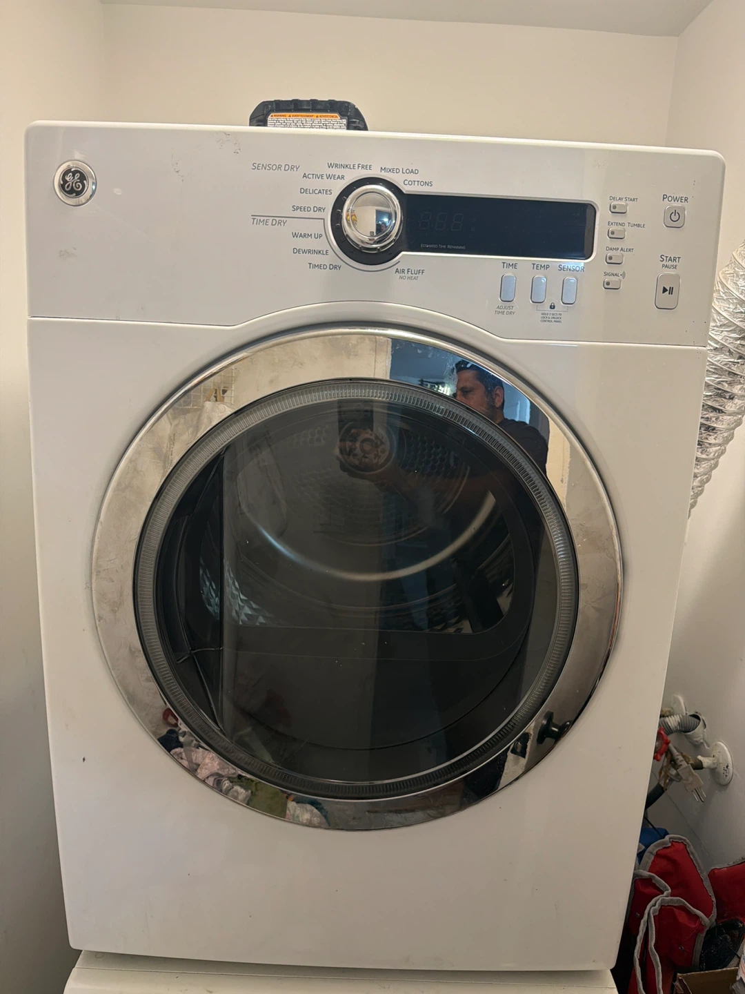 GE White Front Load Electric Dryer - photo 2