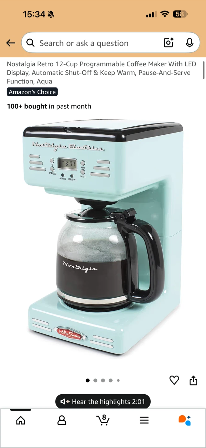 Nostalgia Retro 12-Cup Programmable Coffee Maker - Aqua - photo 4