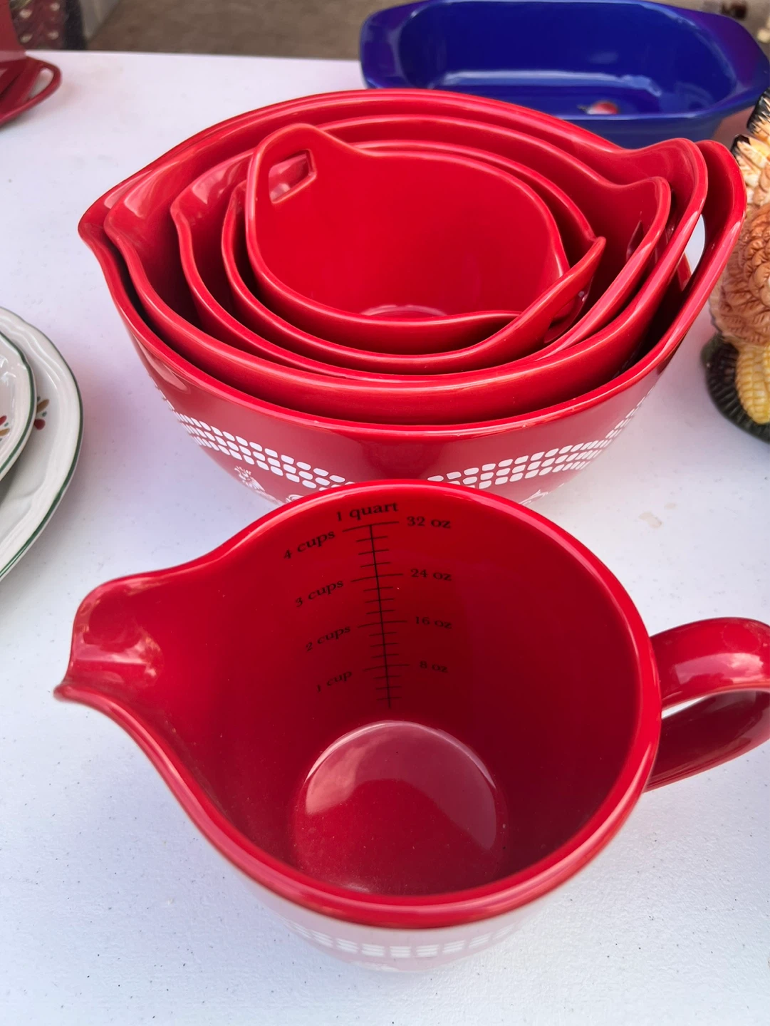 Red Nesting Mixing Bowls and Measuring Cup Set