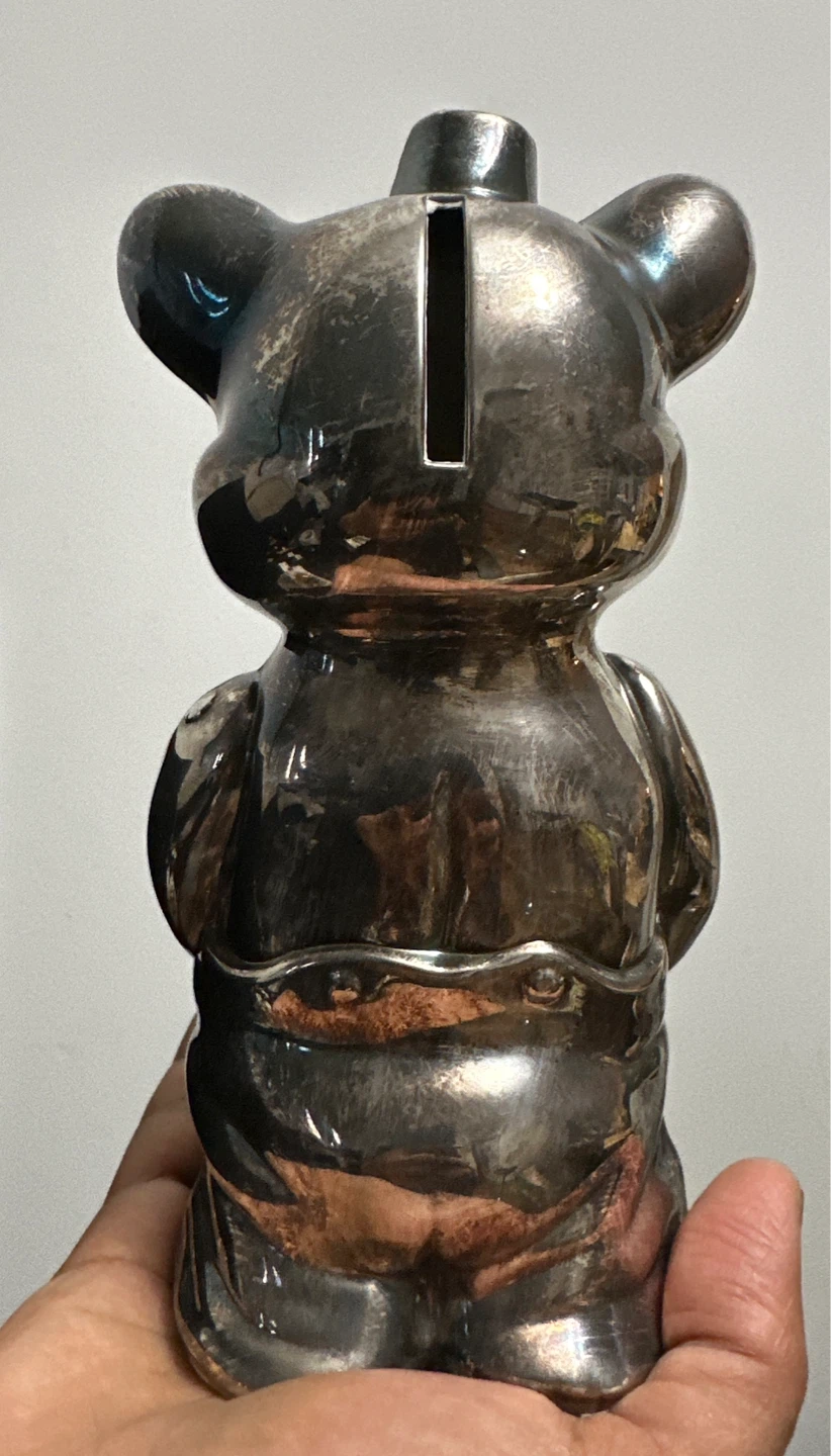 1960 Silver Plated Antique Metal Piggy Bank - Circa 1890s - photo 3